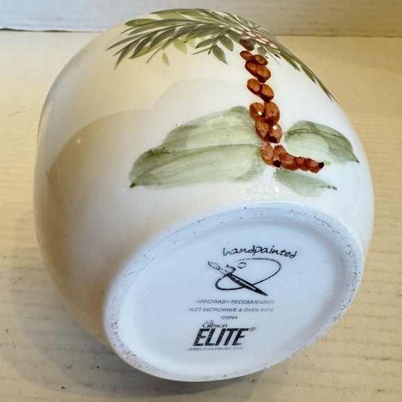 Gibson Designs PALM COURT GIDPAC Sugar Bowl & Lid Green Palm Tree Green Trim - Picture 9 of 12